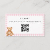 Carte D'accompagnement Code QR de Baby Shower Ourson Teddy Classique Prép (Devant)