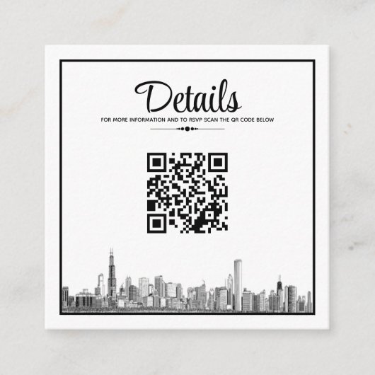 Carte D'accompagnement Code QR de Chicago Skyline (Devant)