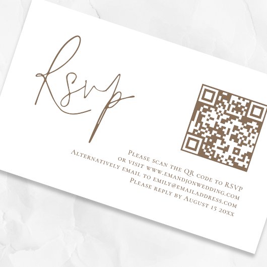 Carte D'accompagnement Code QR de code de script Brown RSVP