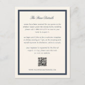 Carte D'accompagnement Code QR de détails de mariage Navy Classic Script (Devant)