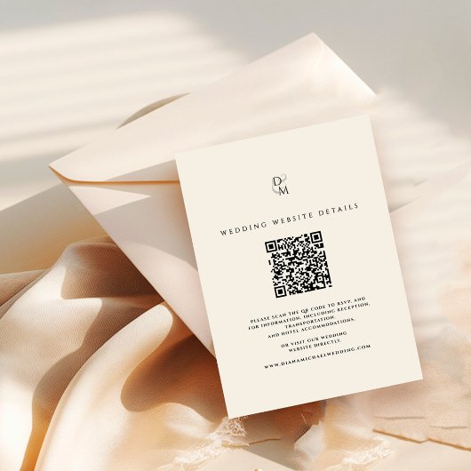 Carte D'accompagnement Code QR de détails de site Web de mariage à monogr