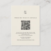 Carte D'accompagnement Code QR de détails de site Web de mariage à monogr (Devant)