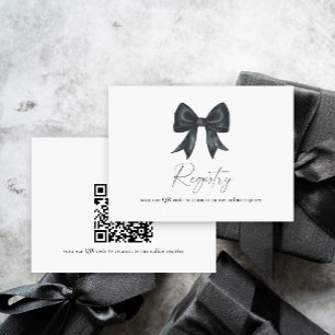 Carte D'accompagnement code QR de douche de mariée en noir Bow pour le re
