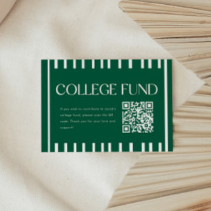 Carte D'accompagnement Code QR de fonds universitaire rayé vert moderne