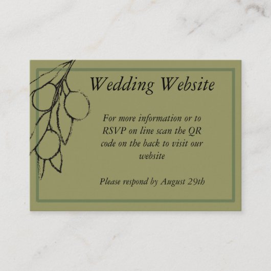 Carte D'accompagnement Code QR de la Branche d'olive verte simple (Devant)