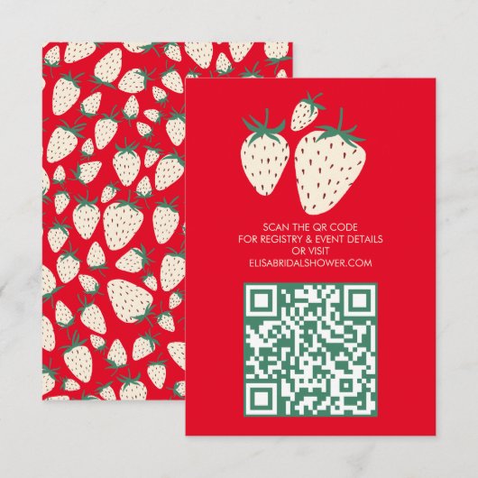Carte D'accompagnement Code QR de la FÊTE DES MARIÉES de fraise blanche (Devant / Derrière)