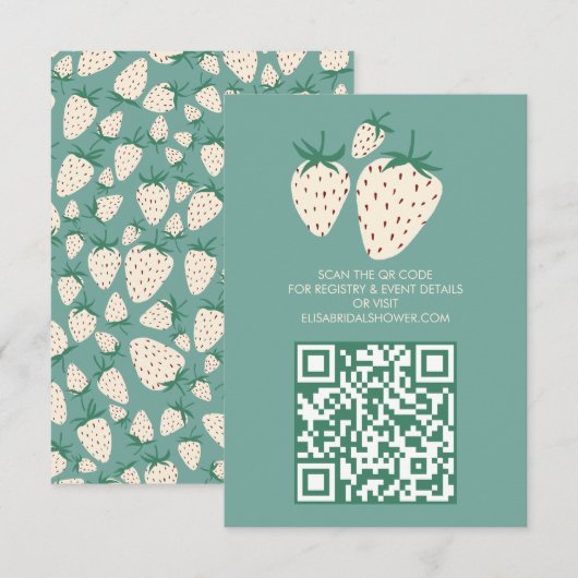 Carte D'accompagnement Code QR de la FÊTE DES MARIÉES de fraise blanche (Devant / Derrière)