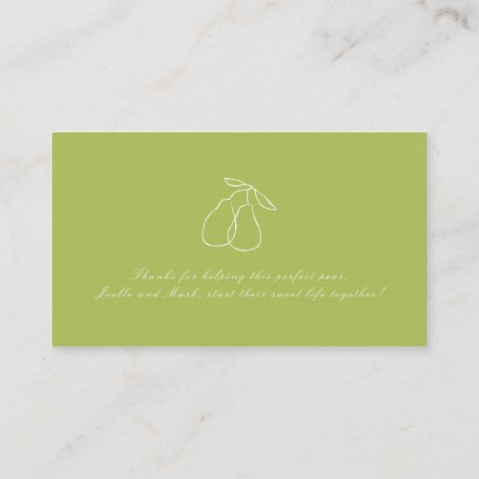 Carte D'accompagnement Code QR de la Parfaite Poire pour la Réception de (Dos)