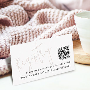 Carte D'accompagnement Code QR de liste de cadeaux de baby shower rose éc