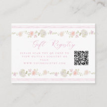 Code QR de liste de cadeaux florale vintage rose t