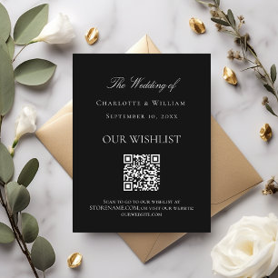 Carte D'accompagnement Code QR de liste de mariage noir et blanc