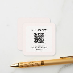 Carte D'accompagnement Code QR de liste de mariage rose blush chic