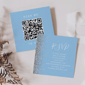 Carte D'accompagnement Code QR de mariage argent bleu pastel budgétaire R