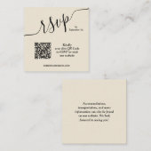 Carte D'accompagnement Code QR de mariage beige (Devant / Derrière)