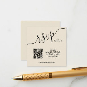 Carte D'accompagnement Code QR de mariage beige
