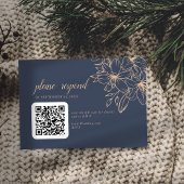 Carte D'accompagnement Code QR de mariage bleu foncé doux