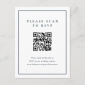 Carte D'accompagnement Code QR de mariage bleu marine élégant classique (Devant)