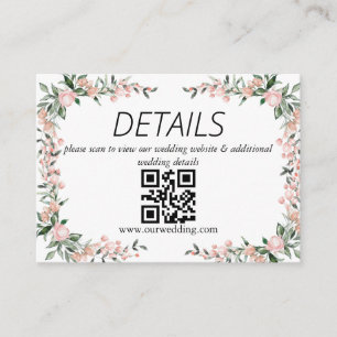 Carte D'accompagnement Code QR de mariage Blush Pink Bloom