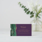 Carte D'accompagnement Code QR de mariage Budget Émeraude Vert Violet (Debout devant)