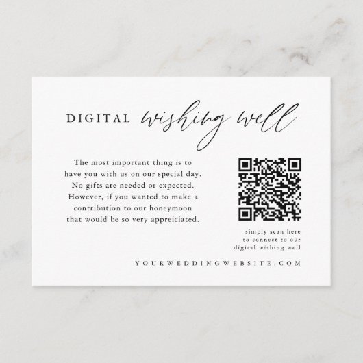 Carte D'accompagnement Code QR de mariage calligraphié Puits de voeux num (Devant)