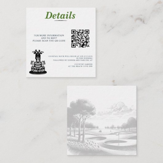 Carte D'accompagnement Code QR de mariage de Golfeur (Devant / Derrière)
