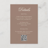 Carte D'accompagnement Code QR de mariage élégant marron romantique (Devant)