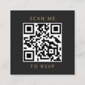 Carte D'accompagnement Code QR de mariage en agate noir Budget RSVP (Dos)