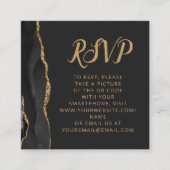 Carte D'accompagnement Code QR de mariage en agate noir Budget RSVP (Devant)