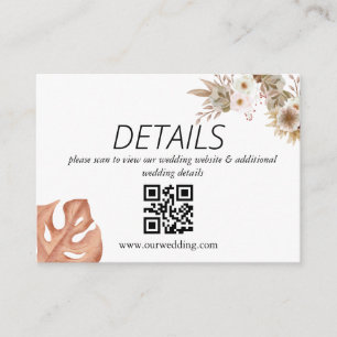 Carte D'accompagnement Code QR de mariage en terre cuite florale bohème