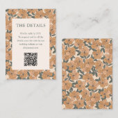Carte D'accompagnement Code QR de mariage floral jaune boho moderne autom (Devant / Derrière)