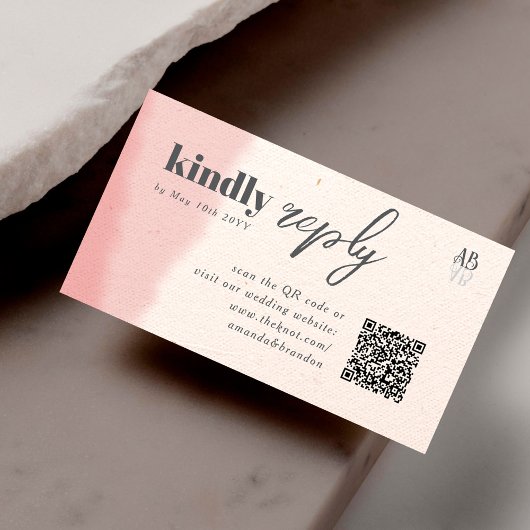 Carte D'accompagnement Code QR de mariage Minimal Blush & Bloom Bold Scri