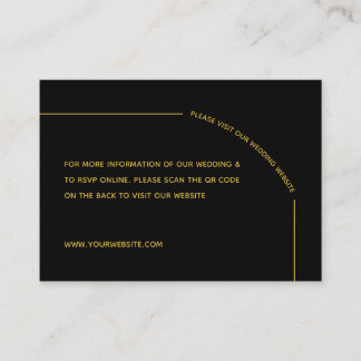 Carte D'accompagnement Code QR de mariage minimaliste élégant noir et or