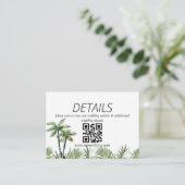 Carte D'accompagnement Code QR de mariage moderne à l'aquarelle avec palm (Debout devant)