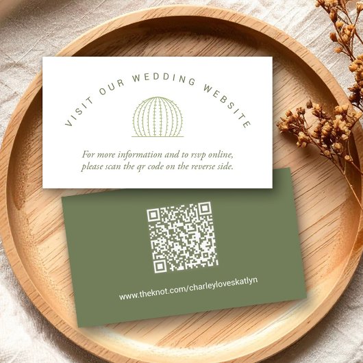 Carte D'accompagnement Code QR de mariage moderne sur le thème du cactus 