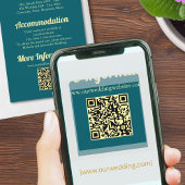 Carte D'accompagnement Code QR de mariage moderne Tournesol Bleu sarcelle