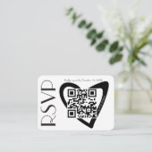 Carte D'accompagnement Code QR de mariage noir blanc cœur RSVP simple (Debout devant)