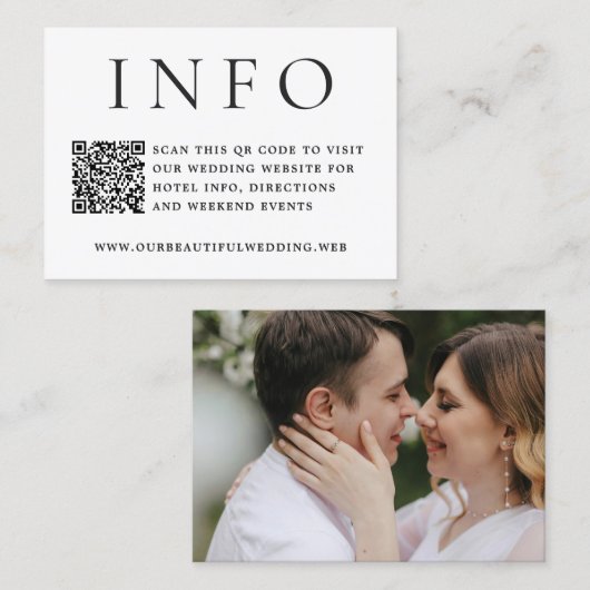Carte D'accompagnement Code QR de mariage photo éditorial moderne (Devant / Derrière)