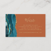 Carte D'accompagnement Code QR de mariage sarcelle doré agate rouille Bud (Devant)