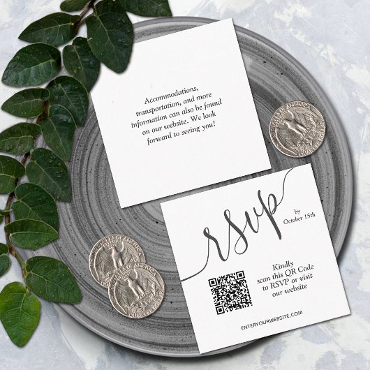 Carte D'accompagnement Code QR de mariage Simple Chic
