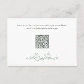 Carte D'accompagnement Code QR de mariage simple et élégant vert sauge (Dos)
