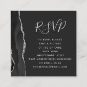 Carte D'accompagnement Code QR de mariage sombre Black Silver Agate RSVP (Devant)