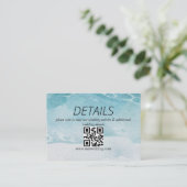 Carte D'accompagnement Code QR de mariage sur la plage bleu d'été (Debout devant)