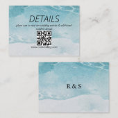Carte D'accompagnement Code QR de mariage sur la plage bleu d'été (Devant / Derrière)