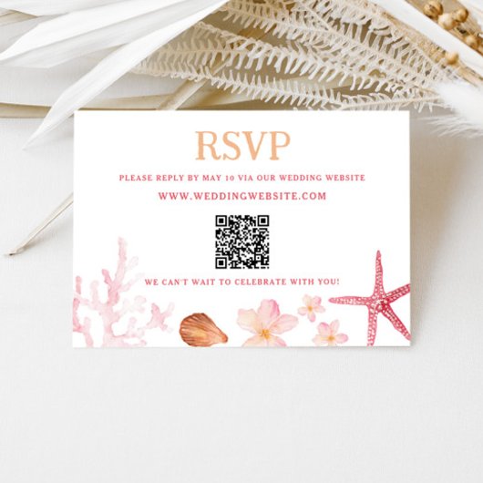 Carte D'accompagnement Code QR de mariage tropical de destination