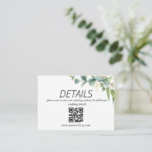 Carte D'accompagnement Code QR de mariage verdure rustique d'eucalyptus (Debout devant)