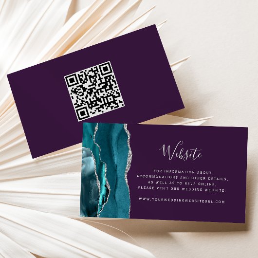 Carte D'accompagnement Code QR de mariage violet Agate sarcelle Budget
