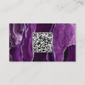 Carte D'accompagnement Code QR de mariage violet argent agate foncé Budge (Dos)