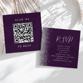 Carte D'accompagnement Code QR de mariage violet argenté Budget RSVP