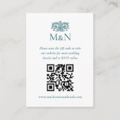 Carte D'accompagnement Code QR de monogramme de mariage RSVP élégant vert (Devant)