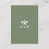 Carte D'accompagnement Code QR de monogramme de mariage RSVP élégant vert (Dos)